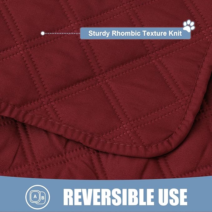 Smiry Waterproof Dog Blanket, Reversible Dog Bed Cover Pet Blanket, Soft Pet Couch Covers for Sofa Washable, Bed Couch Sofa Furniture Protector for Puppy Cat Kids (68"x82", Wine Red/Wine Red)