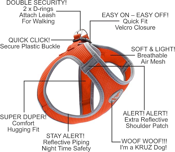 Dog Harness (Chest 20.5"-22", Weight 20–25 lbs) Athletica Adjustable Heavy Duty No Choke Puppy Vest for Large Dogs Lightweight Air Mesh, Reflective, Puppy Essentials – Red, X-Large