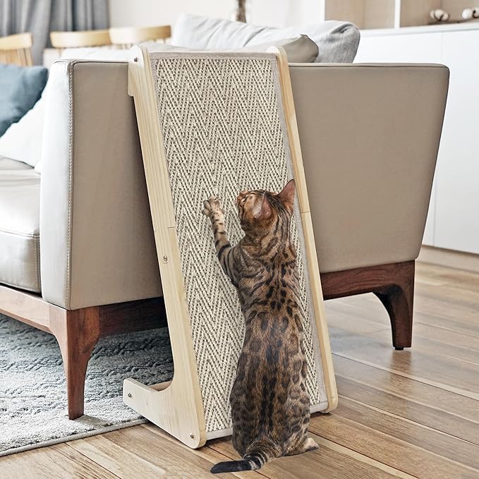 PETKARAY Cat Scratcher, Sisal Scratching Ramp, L Shape Cat Scratch Pad for Indoor Cats, Wall Furniture Protector Large Size