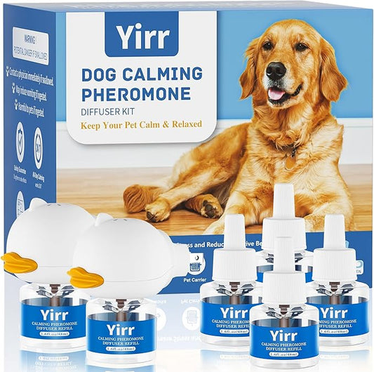 Dog Calming Diffuser, 8 in 1 Dog Pheromones Calming Diffuser, Relaxing Pheromone for Dogs Relief Stress Anxiety Reduce Aggression Barking, Help Train Dog to Pee, 2 Diffuser 6 Refill(48ml)