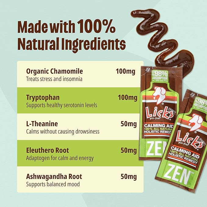 Licks Dog Zen Calming Aid Supplements - 5-use (Roasted Chicken Flavor)