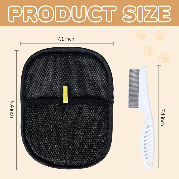 Pet Hair Removal Gloves, Electrostatic Pet Hair Grooming Gloves for Dog & Cat, Reusable for Carpet, Clothing,Furniture,Clothing, Couch,Bed,Curtain-3 PCS