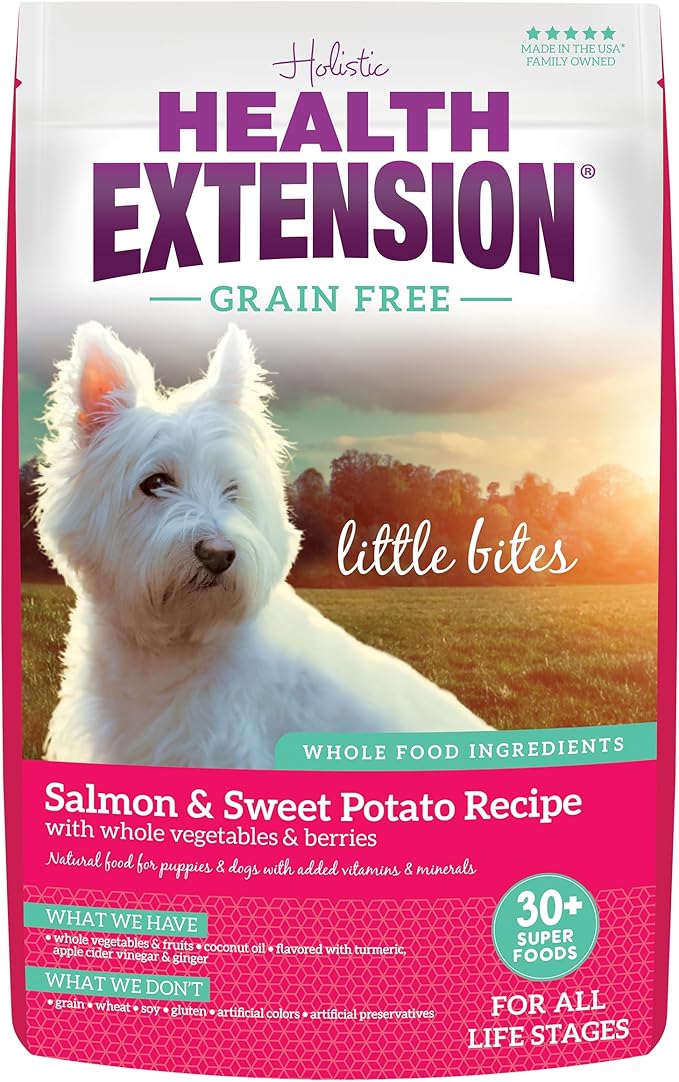 Health Extension Grain Free Salmon Little Bites (3.5 lb / 1.59 kg) - Whole Foods Ingredients Formula with Omega 3 & Probiotics for All Life Stages Dogs