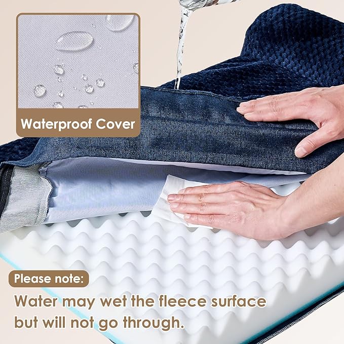 EHEYCIGA Memory Foam Dog Bed Large Sized Dogs, Waterproof Dog Bed Orthopedic with Washable Removable Cover, Non-Slip Pet Bed Couch, 36x27x6 Inches, Navy Blue