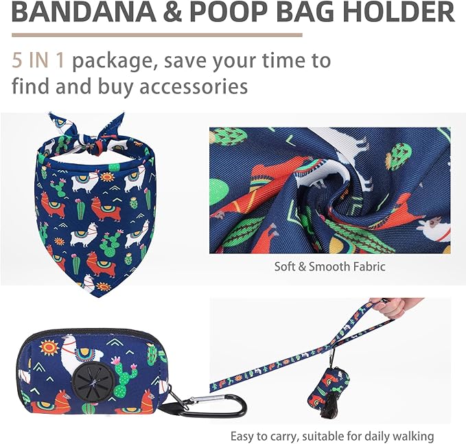 PUPTECK Adjustable Dog Harness Collar and Leash Set, Step in No Pull Pet Harness for Small Medium Dogs Puppy Cats Outdoor Walking, Soft Mesh Padded Reflective Vest Harnesses, Navy Blue Alpaca, XXS