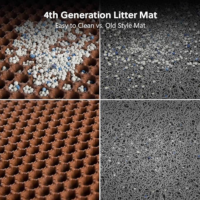 WePet Cat Litter Mat, Kitty Litter Trapping Mat - Medium Size, Honeycomb Double Layer Mats, No Phthalate, Urine Waterproof, Easy Clean, Scatter Control, Catcher Litter Box Rug Carpet 24x15 Inch Brown