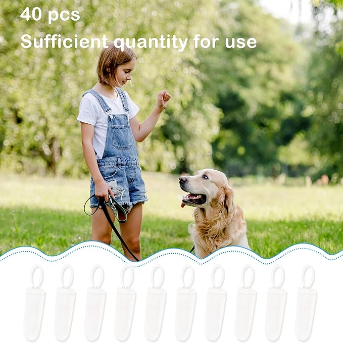 40 Pcs Fingerbrush for Dogs with Straps Dog Finger Toothbrush Fabric Soft Pet Dental Finger Brush for Dog Cat Teeth Cleaning Washable & Reusable Care Brushing Kit Reducing Plaque