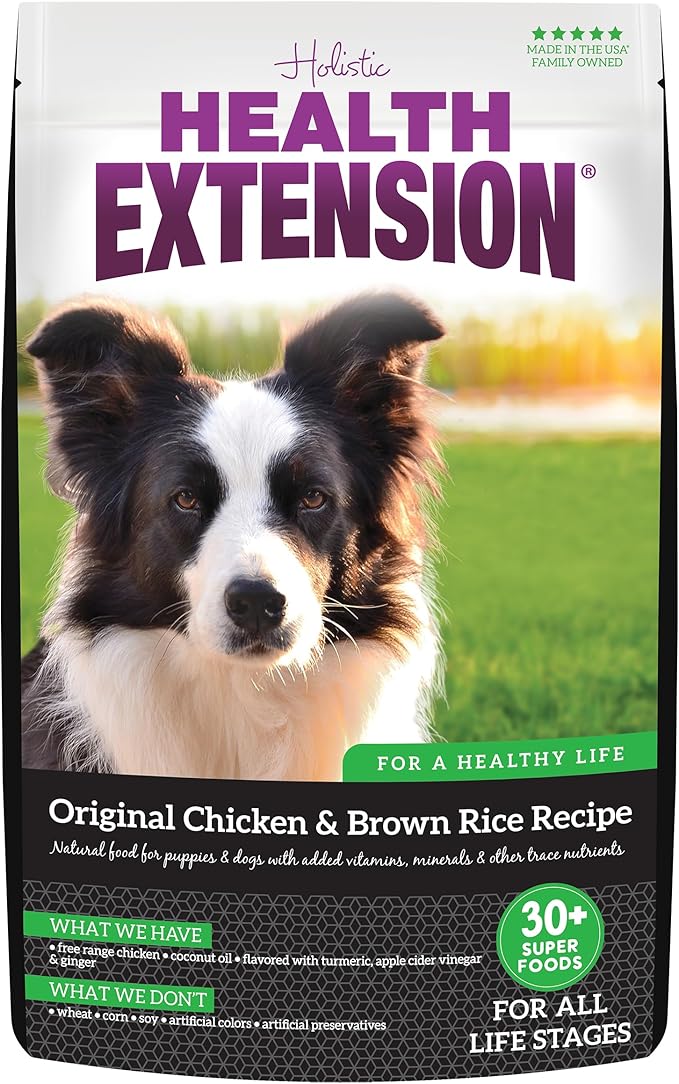 Health Extension Original Chicken & Brown Rice Dry Dog Food (15 lb / 6.8 kg) - Protein-Packed Formula with Probiotics, Omega 3 for Holistic Health in Dogs of All Life Stages