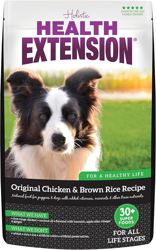 Health Extension Original Chicken & Brown Rice Dry Dog Food (30 lb / 13.61 kg) - Protein-Packed Formula with Probiotics, Omega 3 for Holistic Health in Dogs of All Life Stages