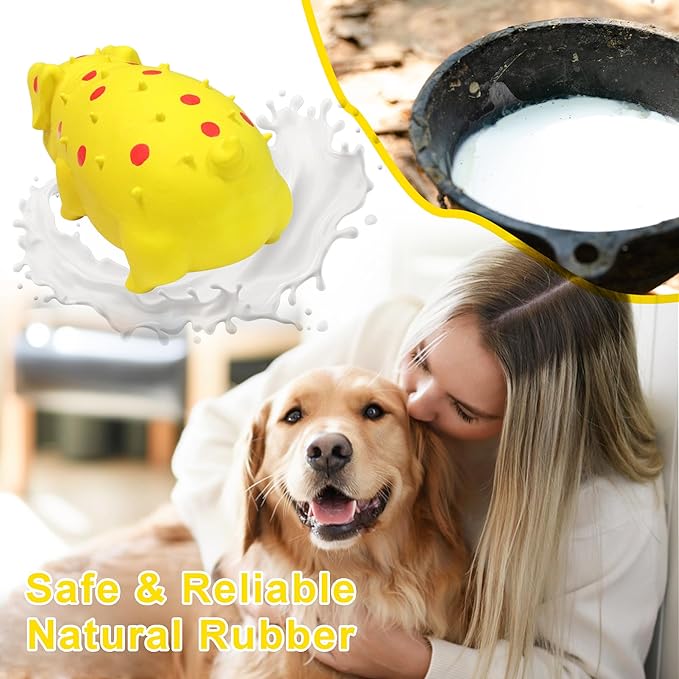 Squeaky Pig Dog Toy That Oinks, Latex Pig 7.3 in Grunting Dog Toys, Durable Dog Chewing Toys for Small Medium Large Dogs(Yellow, 1 Pcs)