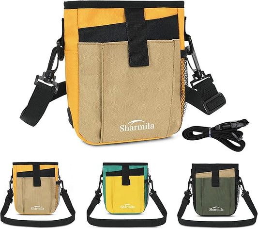 Sharmila Dog Treat Pouch - Large Capacity Storage & Multi-Pocket Design, Waterproof Training Treat Pouch Constructed from High-Density Oxford Fabric for Pet Training, Dog Walking, Hiking (Khaki)