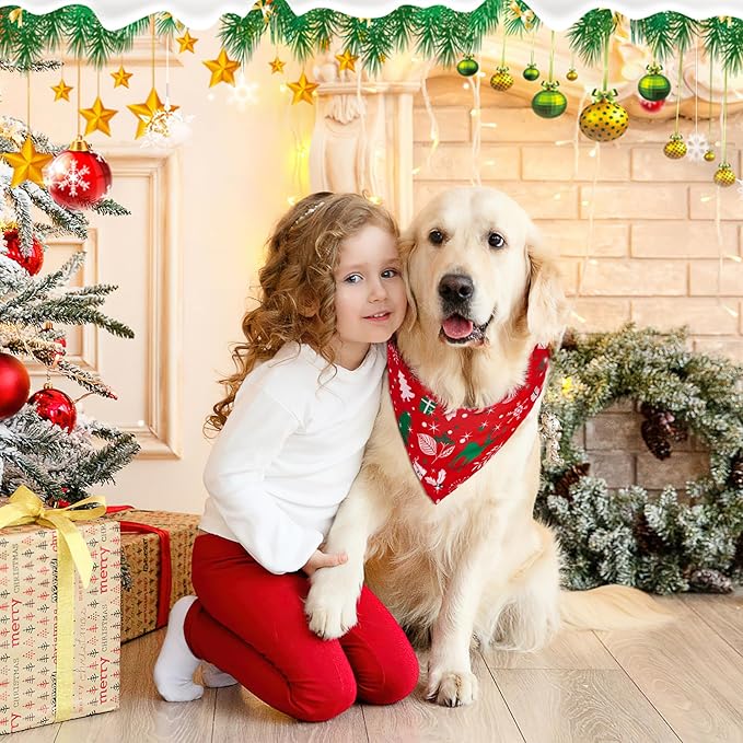 200 Pcs Christmas Dog Bandanas Bulk Xmas Pet Scarves Winter Adjustable Bibs for X-M-L Dogs Washable Holiday Puppy Kerchief for Groomers Shelters