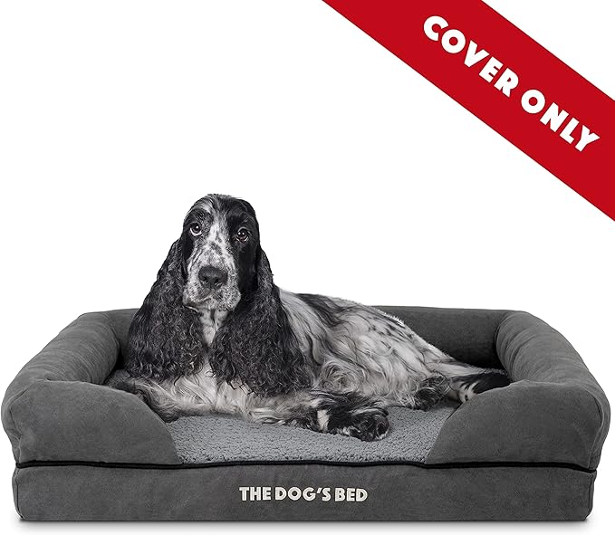 The Dog's Bed Replacement Outer Cover ONLY (Outer Cover ONLY - NO Bed, NO Waterproof Inner) for The Dog's Bed, Washable Plush Fabric, Medium (Grey Plush)