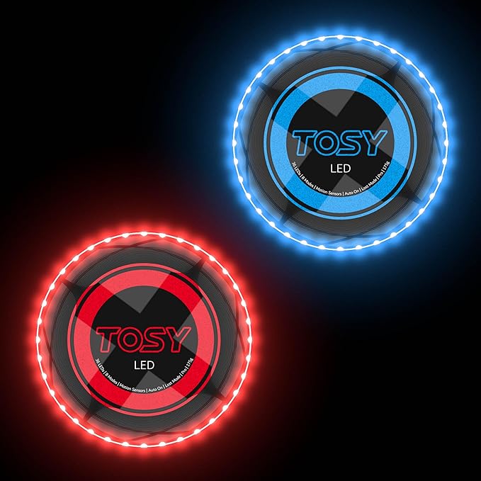 TOSY Bundle of 2 - Flying Disc 36 LEDs - Blue + Red