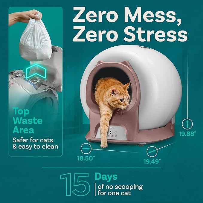 Self Cleaning Litter Box with Auto Safety Sensors for Multiple Cats - Automatic Cat Litter Box Self-Cleaning - Covered Odor Removal with APP Control - Compatible On All WiFi - Electric Robot
