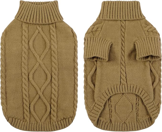 Queenmore Dog Sweater for Large Size Dog,Pitbull Doggy Sweater,XXL Pet Sweater for Labrador Retriever,Cold Weather Warm Knitted Pet Sweatershirt for Boy Girl Dogs (Brown,2XL)