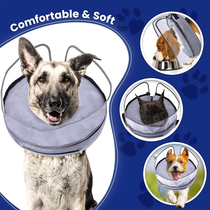 BARKLESS Dog Cone, Inflatable Dog Cone After Surgery for Small Medium Breeds, Soft Surgery Collar with Enhanced Anti-Licking Guard Shield for Pets, Patented Protective Donut Collar