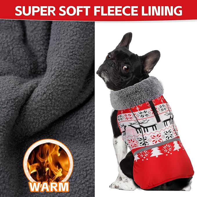 Doglay Dog Coat, Waterproof Dog Jacket Pet Winter Coat for Cold Weather with Thicken Furry Collar, Reflective Puppy Winter Jacket Warm Fleece Lining for Small Medium Large Pets