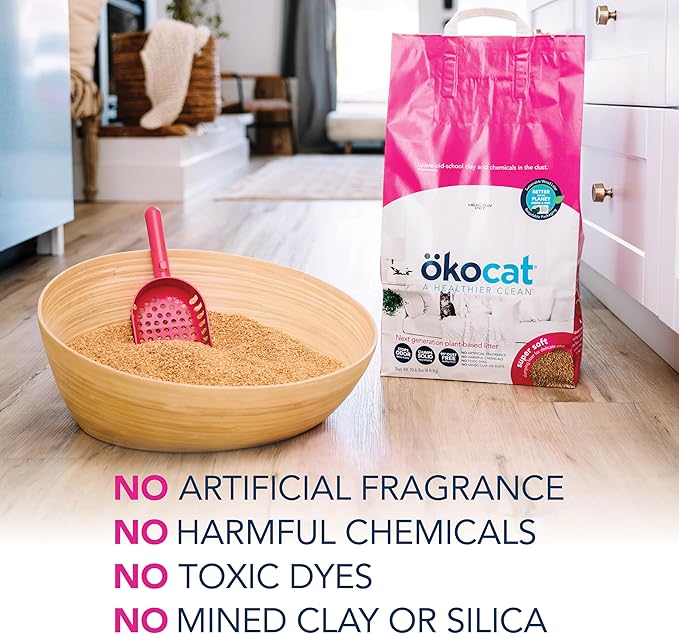 ökocat Super Soft Wood Clumping Cat Litter, Unscented, 10.6 pounds - Natural Ingredients, Stops Odor, Clumps Solid, 99% Dust Free, Great for All Cats, Sensitive Paws, Kittens