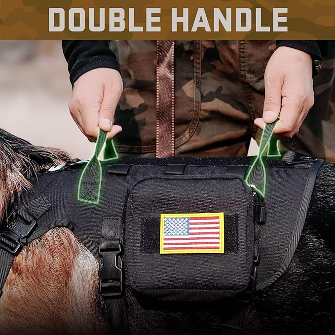 Forestpaw Dog Harness Medium Sized,Tactical Dog Harness with Handle,No Pull Military Style Service Dog Vest with Pockets Adjustable for Medium Dogs,Black,Chest 15.5-25.5"
