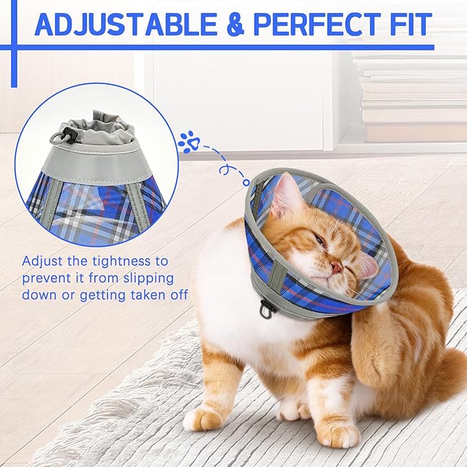 Cat Cone Collar Soft, Cat Recovery Collar for Large Medium Small Cats Kittens, Pet Cone Alternative After Surgery