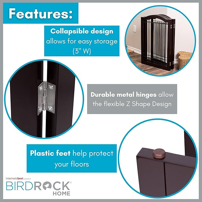 Internet's Best Wire Dog Gate with Arched Top - 4 Panel - 30" Tall - Espresso