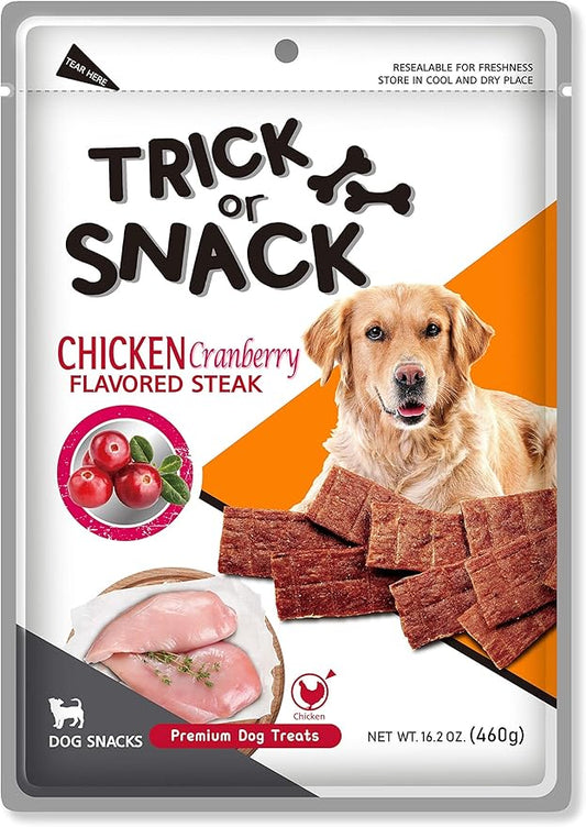 Dog Treat | Dog Training | Premium Jerky | High Protein | Natural Grillers |Healthy Smoked Beef Chicken Salmon Chews Snacks 1 lb (Chicken Cranberry)