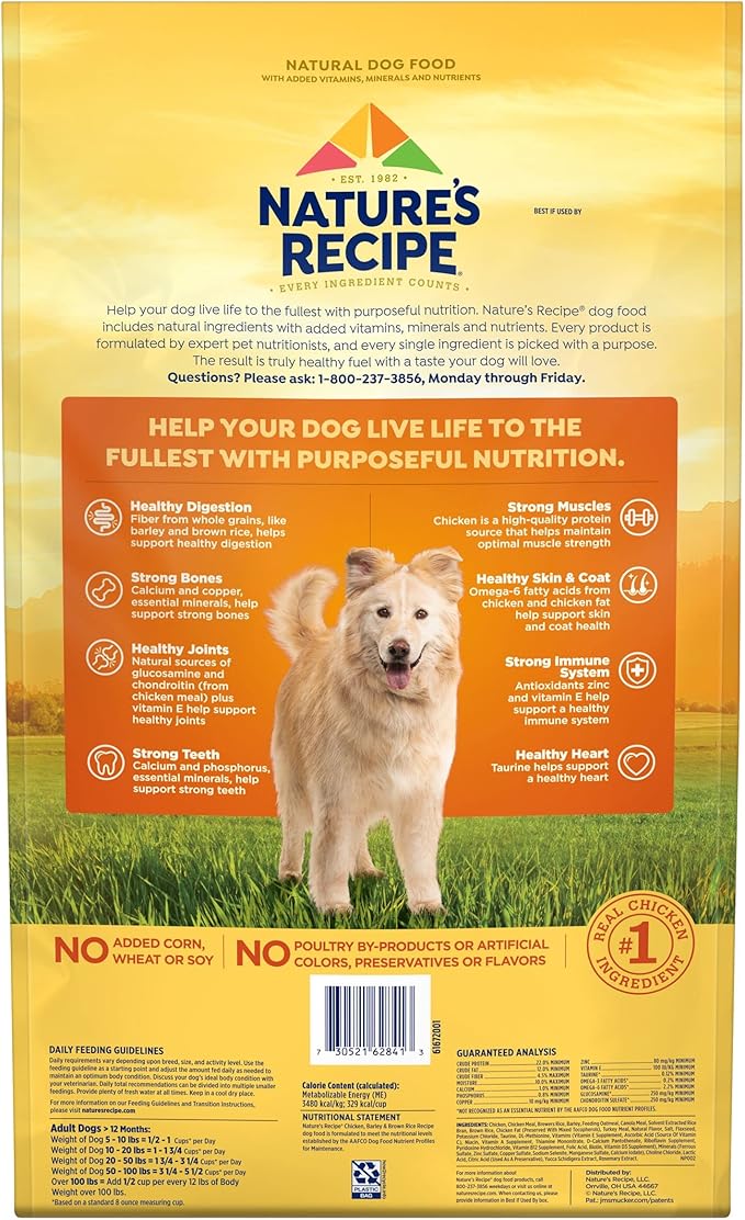 Nature′s Recipe Chicken, Barley & Brown Rice Recipe Dry Dog Food, 24 lb. Bag