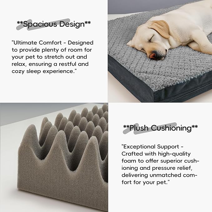 Sytopia Washable 36" Dog Bed for Large Dogs – Double-Sided Plush, Waterproof, Removable Cover, Thick Orthopedic Support, Durable Multi- Size Comfort Clearance Indoor Flat Dog Bed