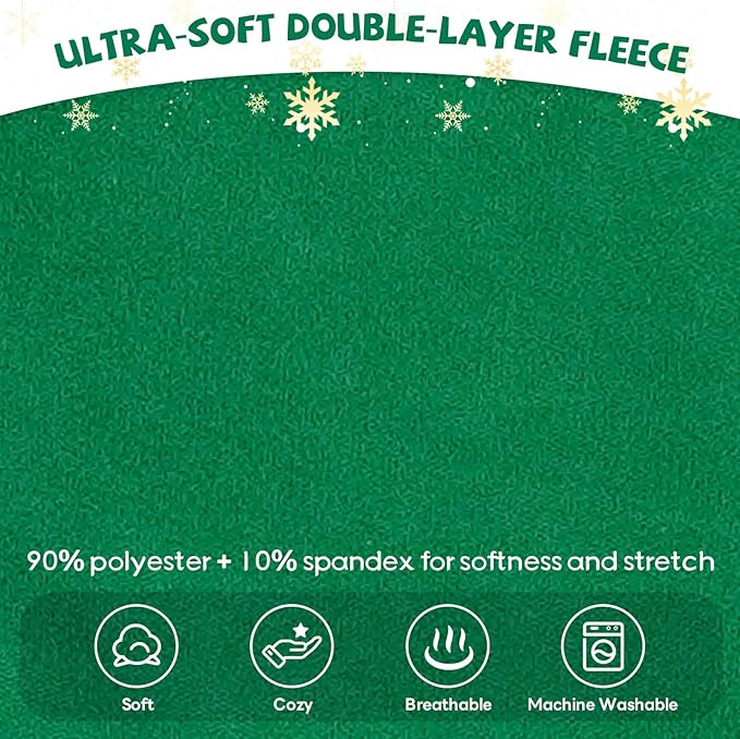 DENTRUN Dog Winter Hat with Scarf & Pom Pom - Adjustable Fleece Hood for Small Dogs, Christmas Costume, Green (S:8-10" Head Girth)