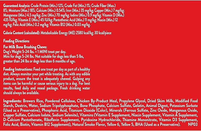 Milk-Bone Original Brushing Chews 48 Mini Daily Dental Dog Treats Scrubbing Action Helps Clean Teeth