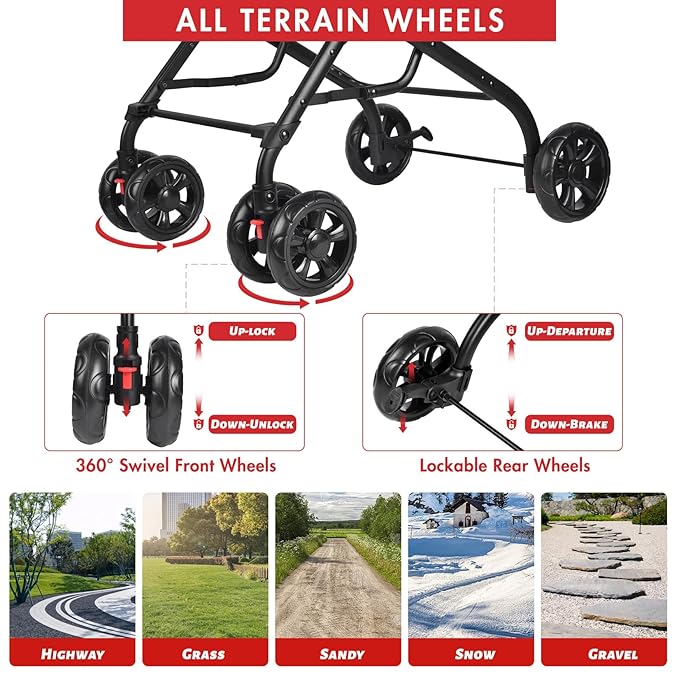 Petmolico Double Pet Stroller for 2 Cats/Dogs Strollers,2 Detachable Cat Carrier,No-Zip Double Pet Travel Storller for Small/Medium Dogs(Grey&Black)