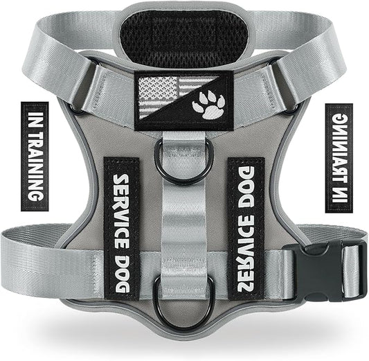 Demigreat Service Dog Harness, Reflective Dog Vest Harness with 5 PCS Patches, Adjustable Soft Oxford Pet Harness, Inner Layer Mesh, Easy to Control for Small Medium Large Dogs