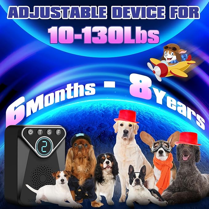 Meteralla 1500 mAh Rechargeable Anti Barking Device for Dogs Indoor and Outdoor, 9 Modes Dog Training & Behavior Aids Up to 50 Ft Range, Dog Barking Control Devices Safe for Humans, Dogs