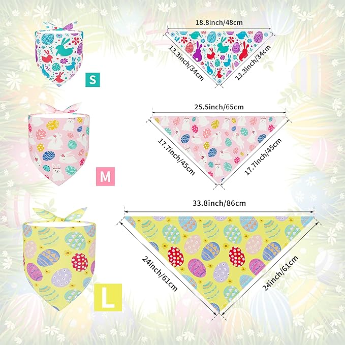 Easter Dog Bandanas for Large Dog Breed 7 Pcs Sewing Hemming Polyester Dogs Bandana Adjustable XXL Dogs Scarves Grooming L