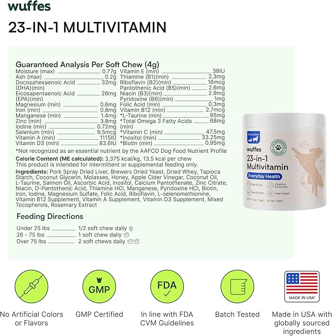 Wuffes Hip and Joint Supplement for Large Breeds and 23-in-1 Multivitamin Bundle