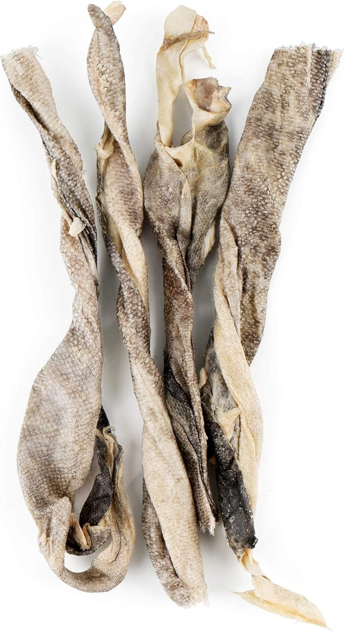 Freeze-Dried Raw Pet Treats for Dogs, Cod Skin Chews (6 Count)