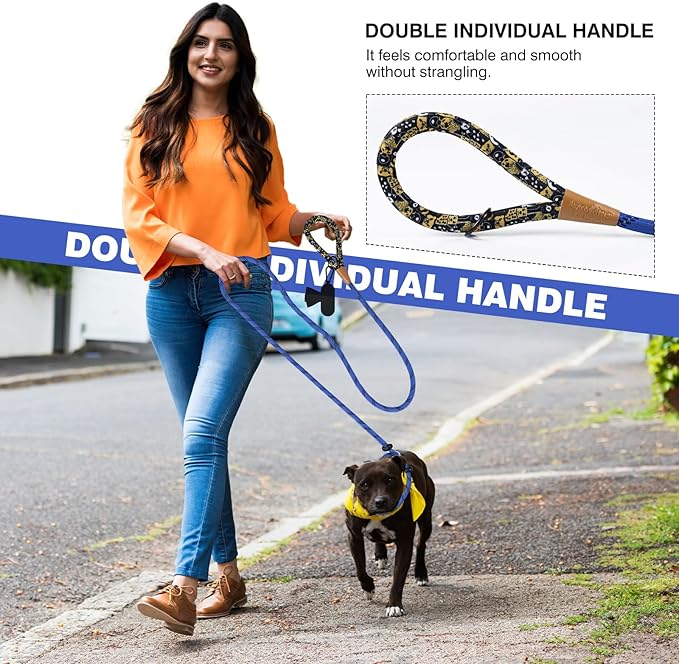 lynxking Slip Lead Dog Leash Reflective, Heavy Duty Comfortable Strong Rope for Large Medium Small Dogs No Pull Pet Training (Blue, 2PCS Large 1/2in x 6ft)