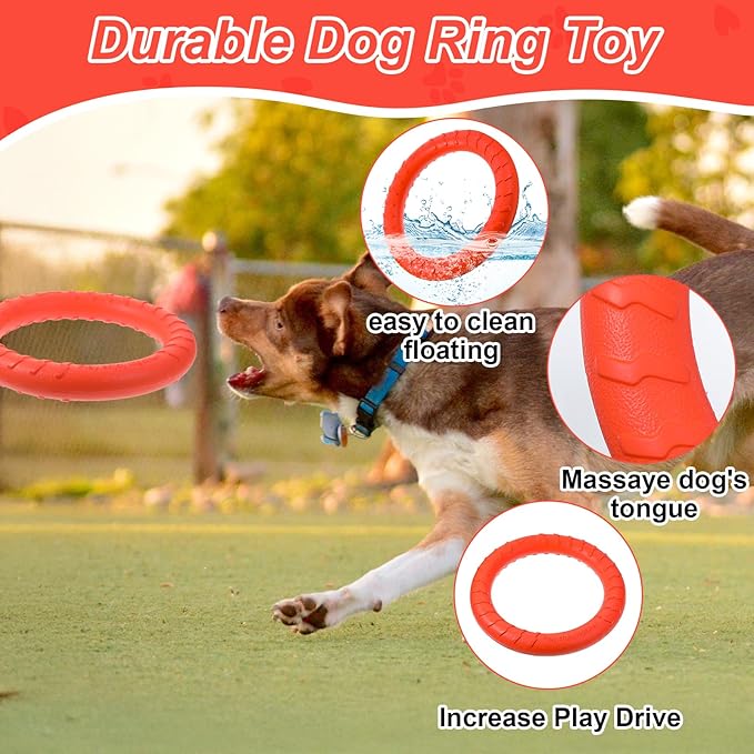 4Pcs Dog Toy Dog Training Ring for Outdoor Aggressive Durable Pet Chewers Fetch Toys Durable Floating Flying Disc Dogs Ring Chew Toys for Pool Swimming,Throwing