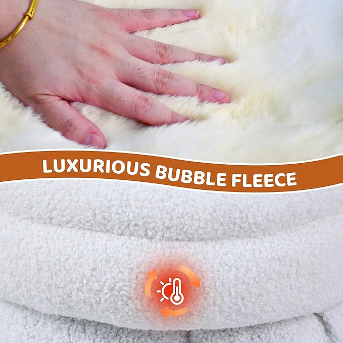 4 in 1 Self Warming Burrow Cat Bed, Pet Hideway Sleeping Cuddle Cave (Style2- Cream)