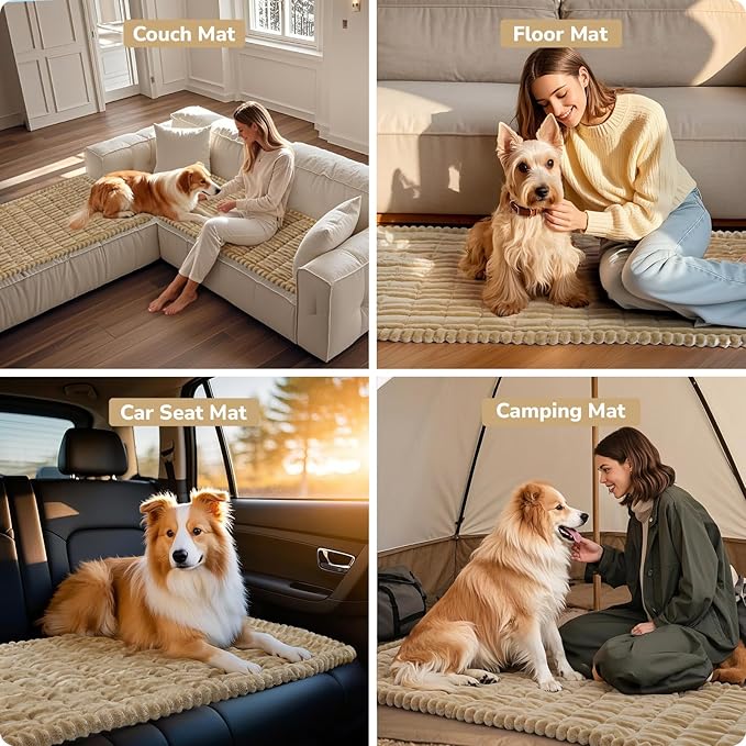 Couch Cover for Dogs Washable, Durable Dog Couch Cover Protector, Fuzzy Pet Couch Covers for Sofa, Non Slip Pet Sofa Covers for Dogs, Soft Dog Slipcover for Couch, Light Brown, 27.6" x 70.9"