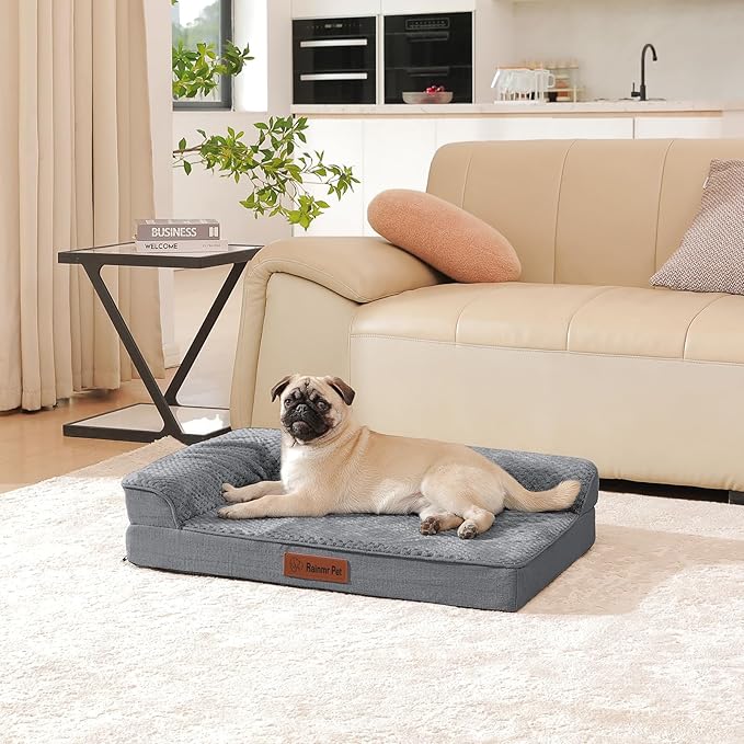 Orthopedic Dog Bed Medium Size Dog, Memory Foam Pet Bed for Small and Medium Dogs, Washable Removable Cover, Nonskid Bottom, Waterproof, 30x20x6 Inches, Dark Grey
