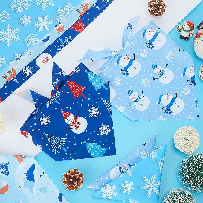 Abbylike 50 Pcs Winter Dog Bandanas Bulk Blue Snowflake Dog Bandanas for Pets Triangle Kerchief Scarf Bibs for Winter Pets Cats Party Costume Photo Props Accessories Pet Shops (19.7 x 13.8 x 13.8)