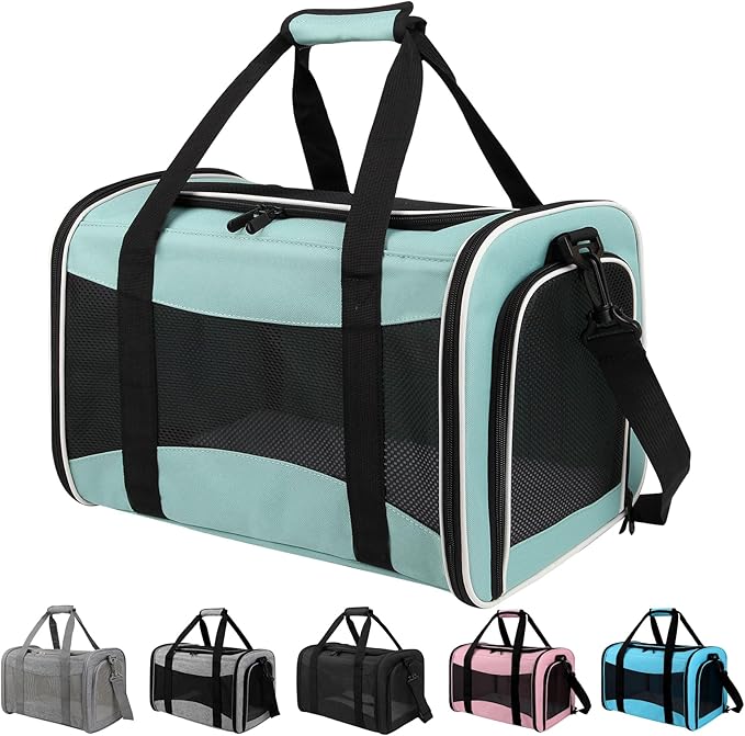 Carriers Soft-Sided Large Pet Carrier for Cats Dogs Small Animals Up to 25Lbs,Top Load Carrier,Ventilated Design,Portable Cat Carrier Airline Approved(X-Large,Green)
