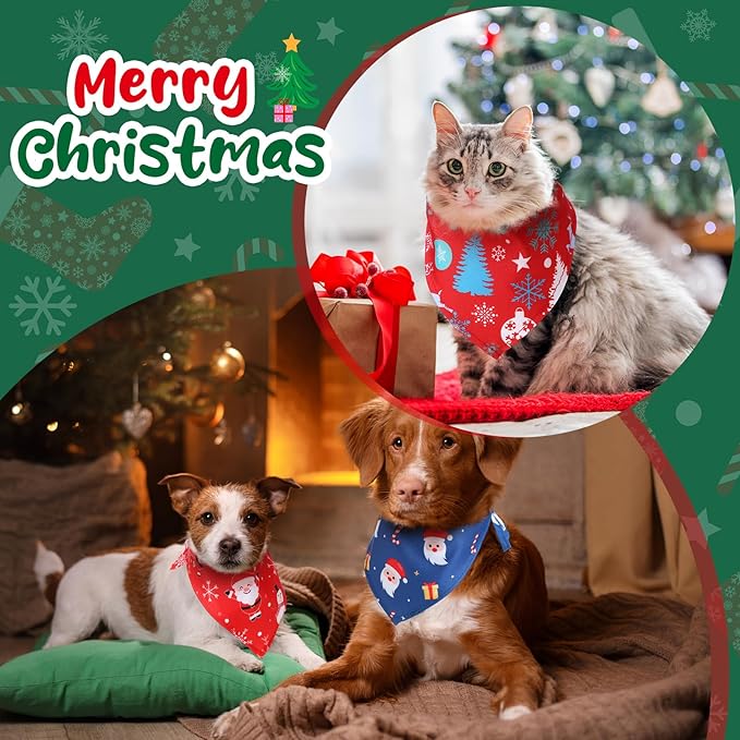 Amylove 120 Pcs Halloween Dog Bandanas Bulk Holiday Triangle Dog Pack Puppy Kerchief Bandana Adjustable Pet Scarf for Pet Cat Costume Accessories Decor(Snowman)