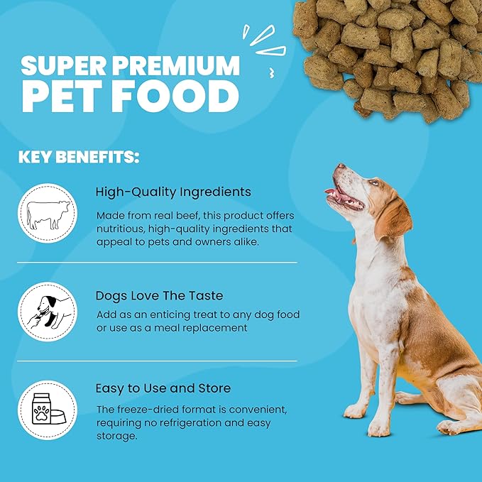 Muenster Freeze Dried Beef Bites - Dog Food, Treat, Mixer or Topper (5oz) - Grain-Free