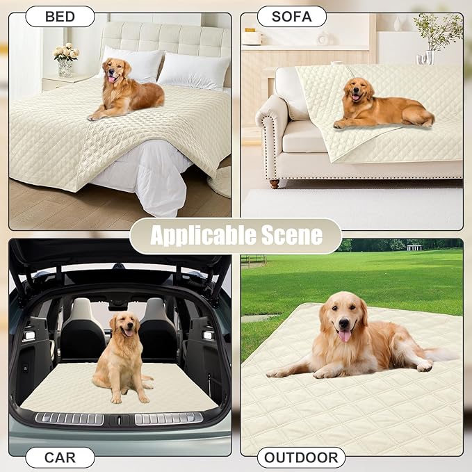 Smiry Waterproof Dog Blanket, Reversible Dog Bed Cover Pet Blanket, Soft Pet Couch Covers for Sofa Washable, Bed Couch Sofa Furniture Protector for Puppy Cat Kids (40"x70", Beige/Beige)