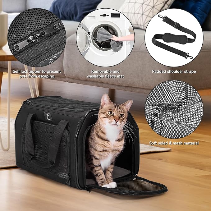 A4Pet Pet Carrier Airline Approved, Soft-Sided Carrier for Small Cats and Puppy, 17x11x11 Inches