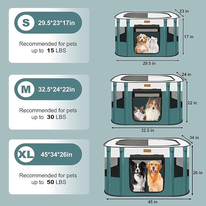 Dog Playpen - Foldable Cat Play Pens for Pubby,Kitten, Rabbit,Portable Pet Tent with Carring Bag for Indoor/Outdoor Travel Camping Blue X-Large