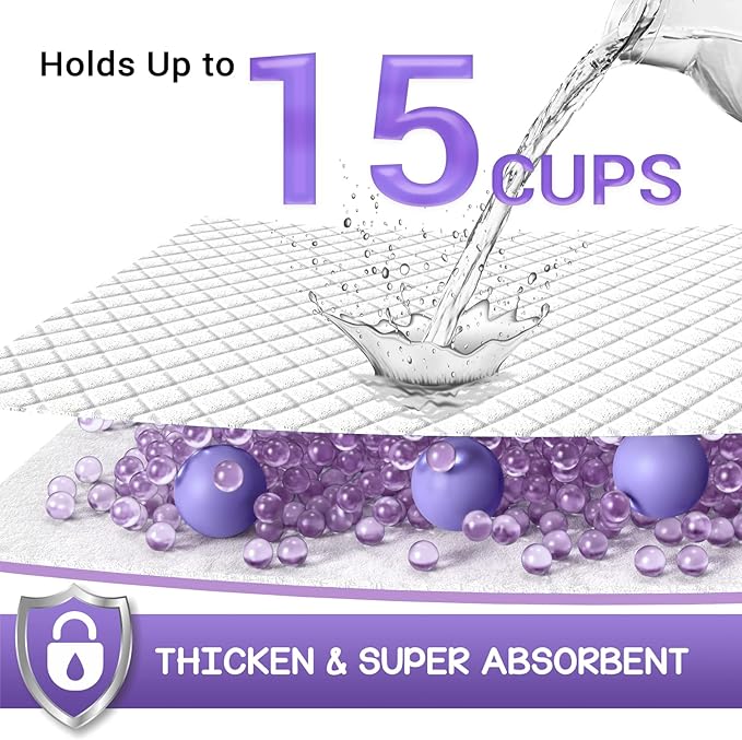 CROCI Cat Pads 16.9 x 11.4 in, Litter Pads for Tidy Cats Breeze Litter System, Pet Pads for Cats Super Absorbent up to 15 Cups, Cat Pads for Breeze System Leak-Proof, Lavender Scented(50 Counts)